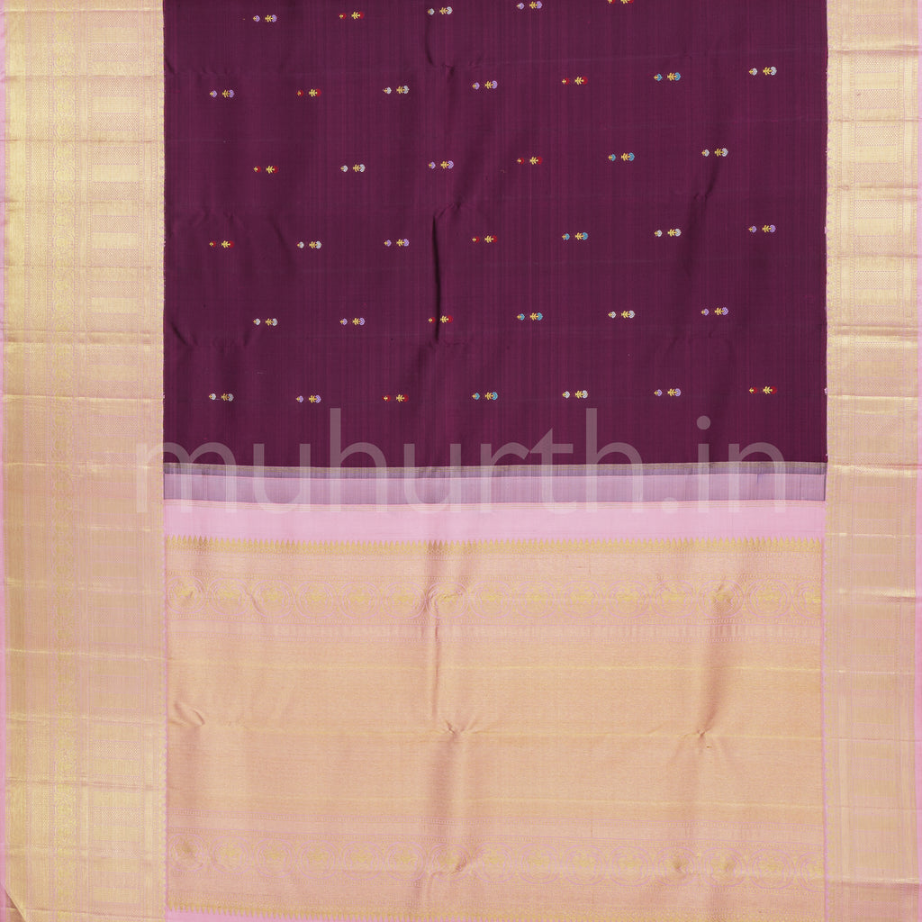 Magenta Pure Kanjivaram Silk Saree with Pink