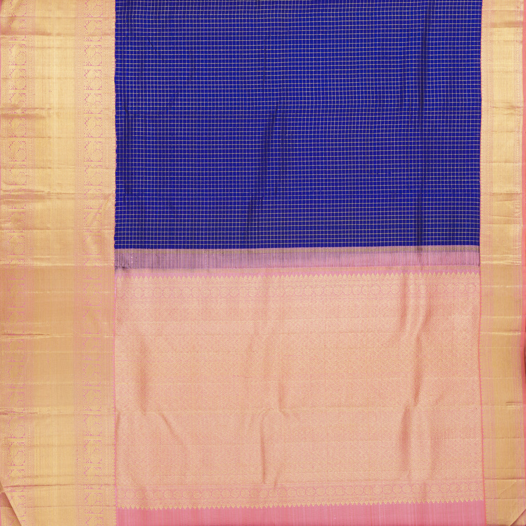 Violet Pure Kanjivaram Silk Saree with Peach