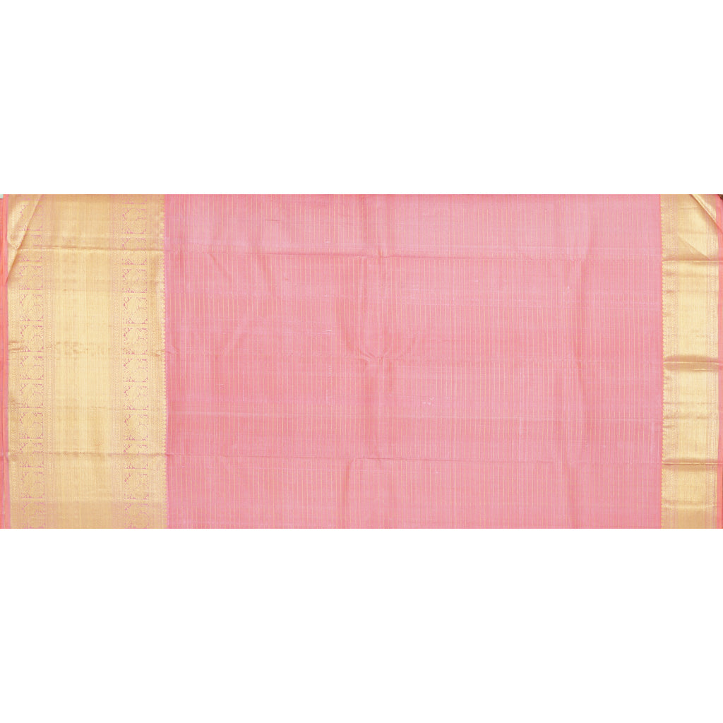 Violet Pure Kanjivaram Silk Saree with Peach