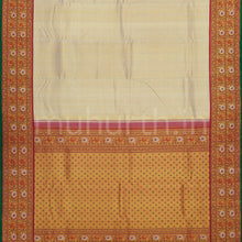 Load image into Gallery viewer, Golden Off-White Pure Kanjivaram Silk Saree with Arakku