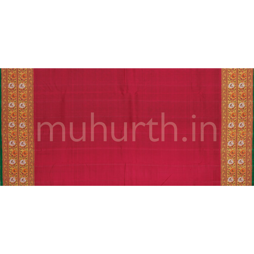Golden Off-White Pure Kanjivaram Silk Saree with Arakku