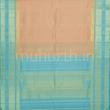 Load image into Gallery viewer, Light Peach Pure Zari Kanjivaram Silk Saree with Powder Blue