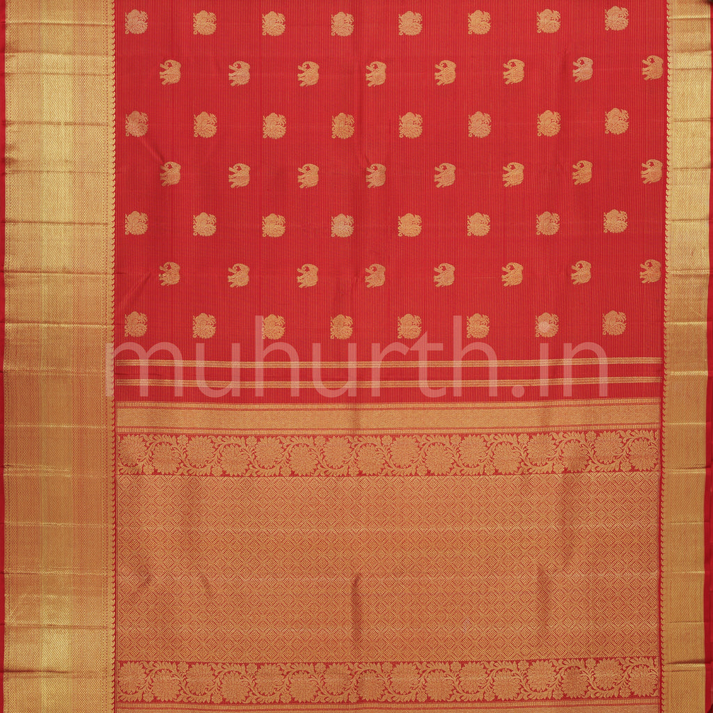 Bridal Red Vaira Oosi Kanjivaram Silk Saree