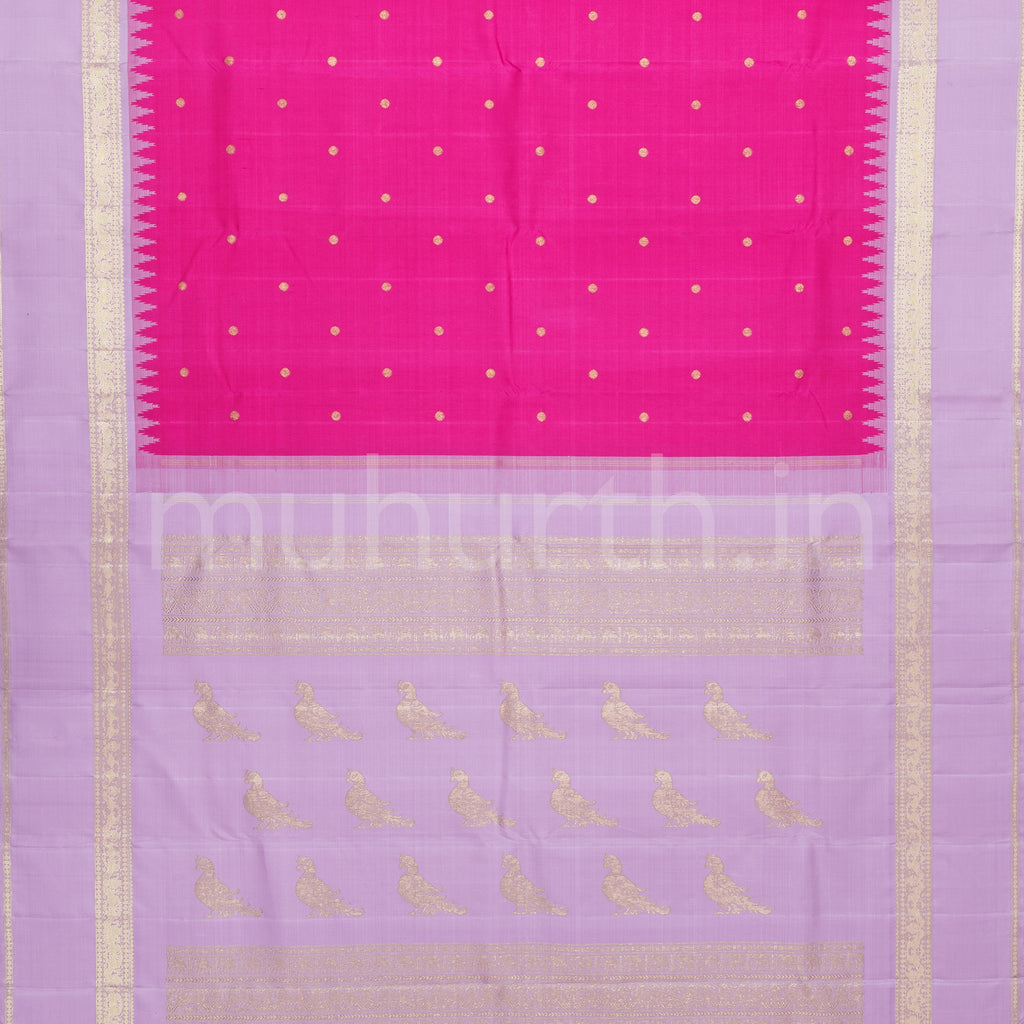 Rani Rose Pure Zari Kanjivaram Silk Saree with Lavender