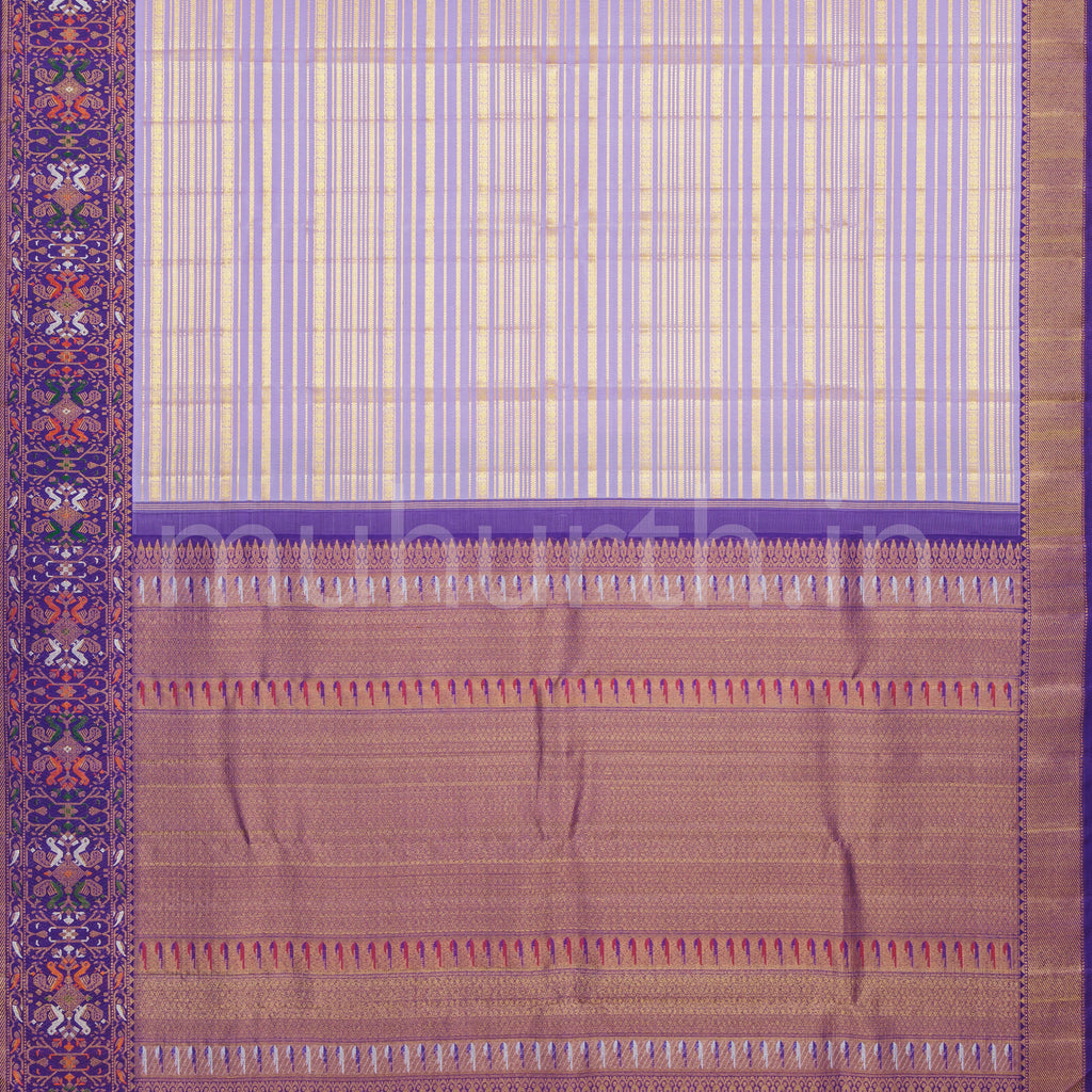 Lavender Veldhari Kanjivaram Silk Saree with Meenakshi
