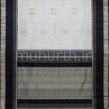 Load image into Gallery viewer, Off -White Pure Kanjivaram Silk Saree with Black