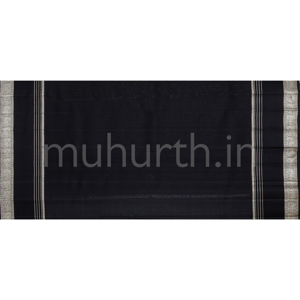 Off -White Pure Kanjivaram Silk Saree with Black