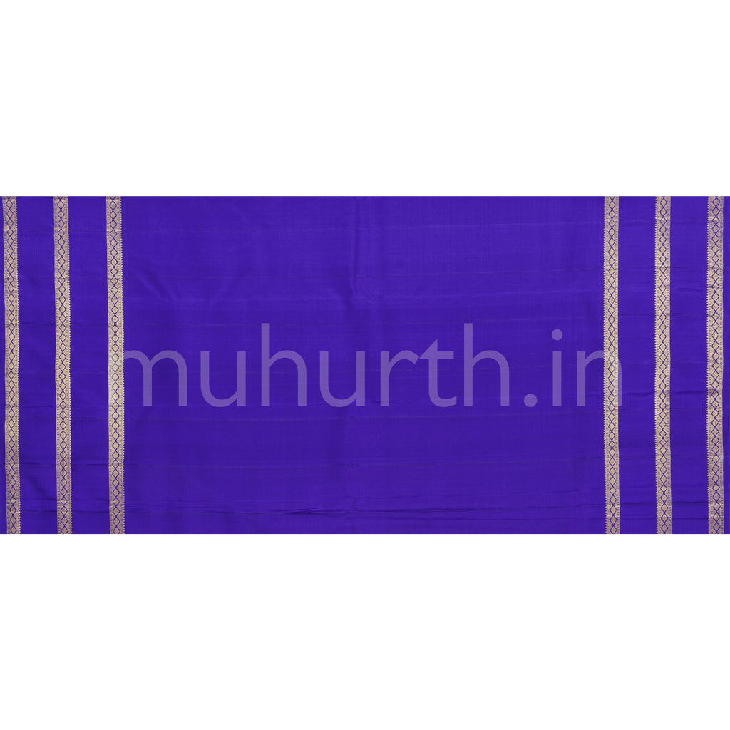 Hot Pink Pure Kanjivaram Silk Saree with Violet