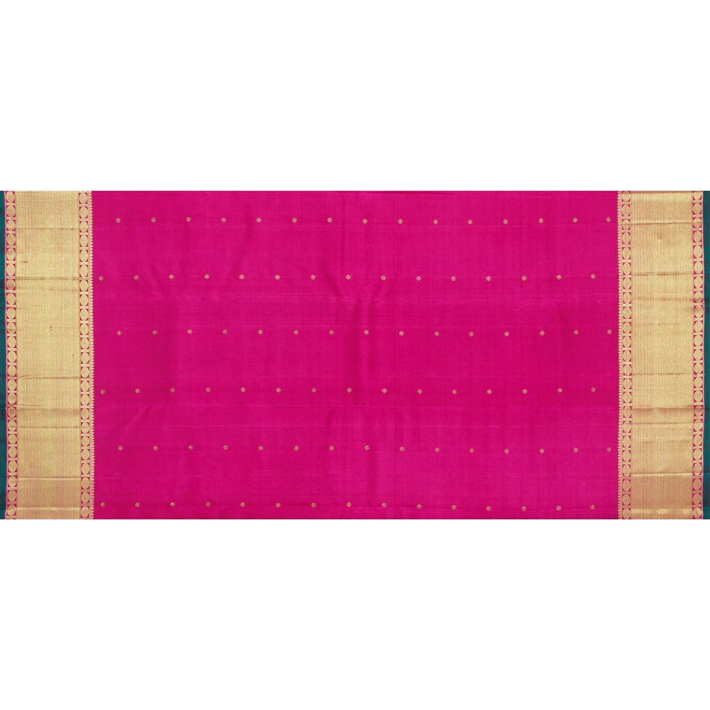 Rose Orange Pure Kanjivaram Silk Saree with Rose