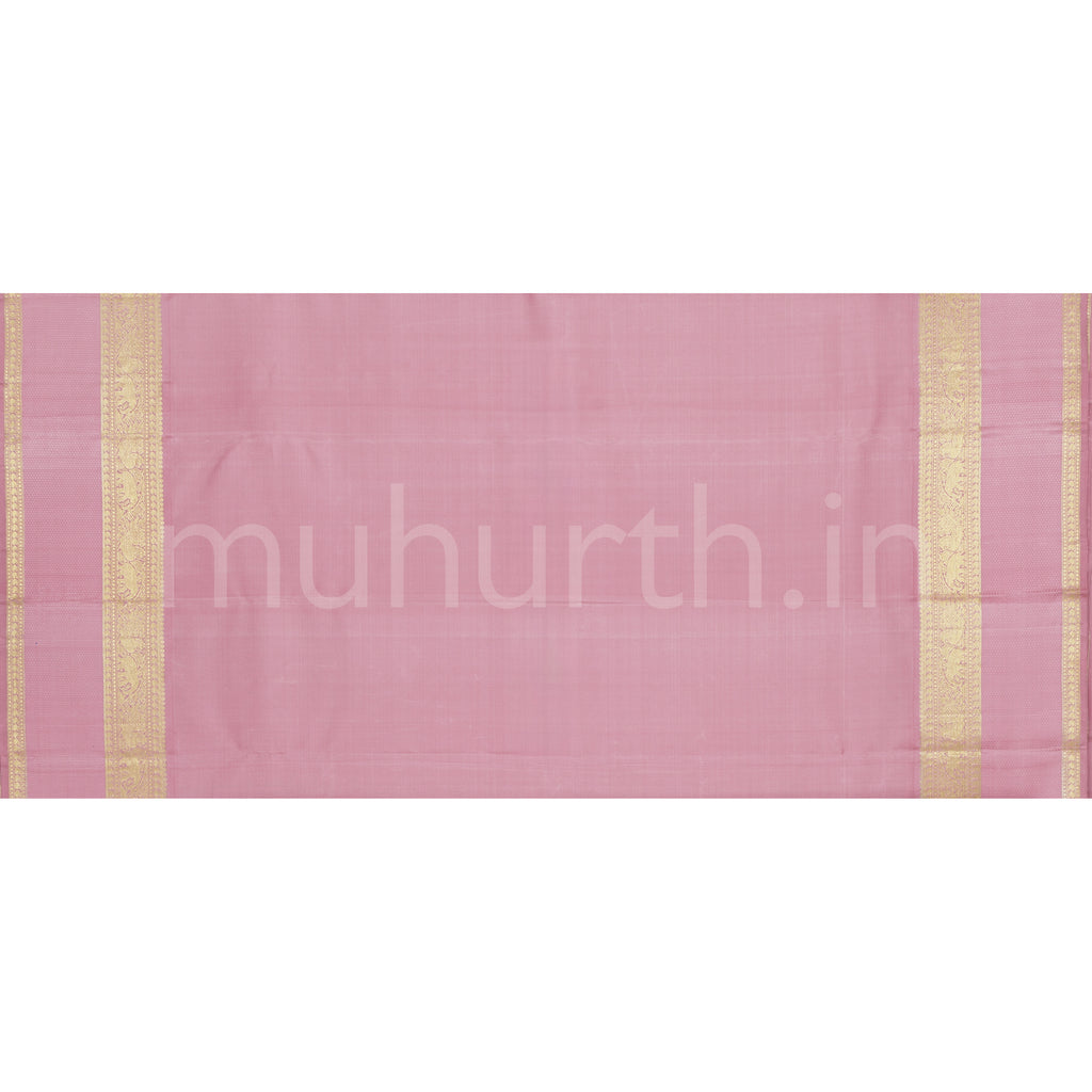 Elaichi Pure Zari Kanjivaram Silk Saree with Light Pink