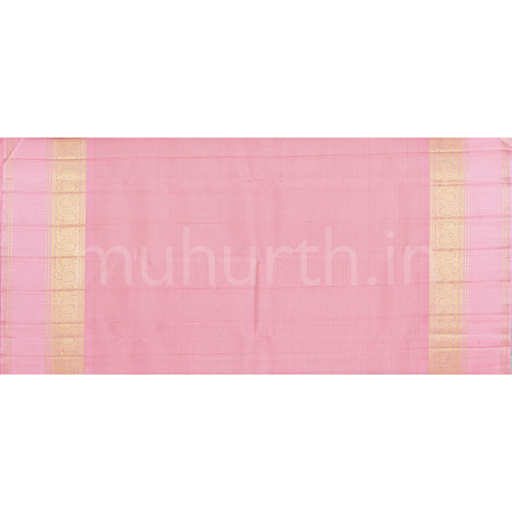 Violet Pure Kanjivaram Silk Saree with Peach