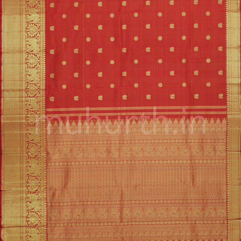 Bridal Red Vaira Oosi Kanjivaram Silk Saree