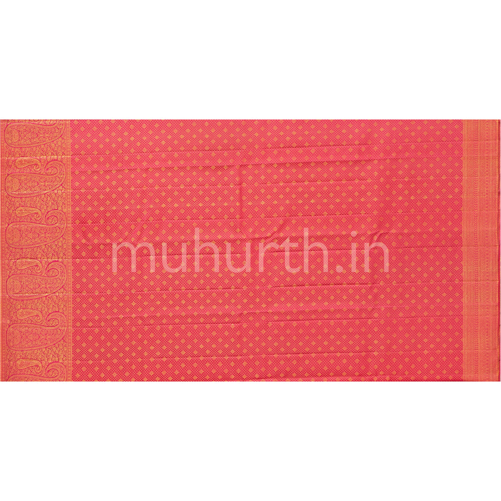 Golden Mustard Kanjivaram Silk Saree Peach