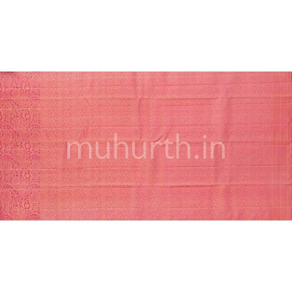 Golden Mustard Kanjivaram Silk Saree Peach