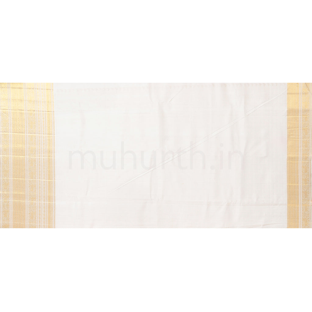 Golden Mustard Kanjivaram Silk Saree with Off-White