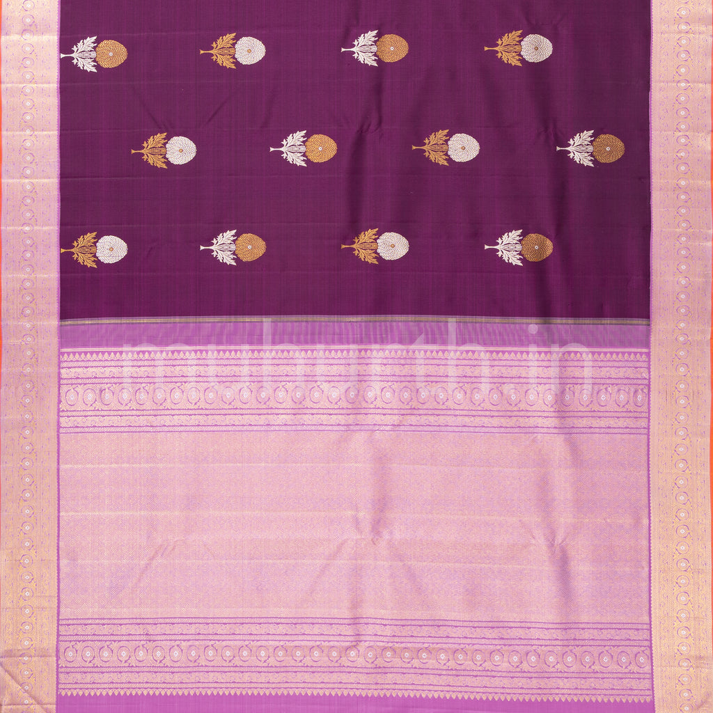 Magenta Kanjivaram Silk Saree with Lavender