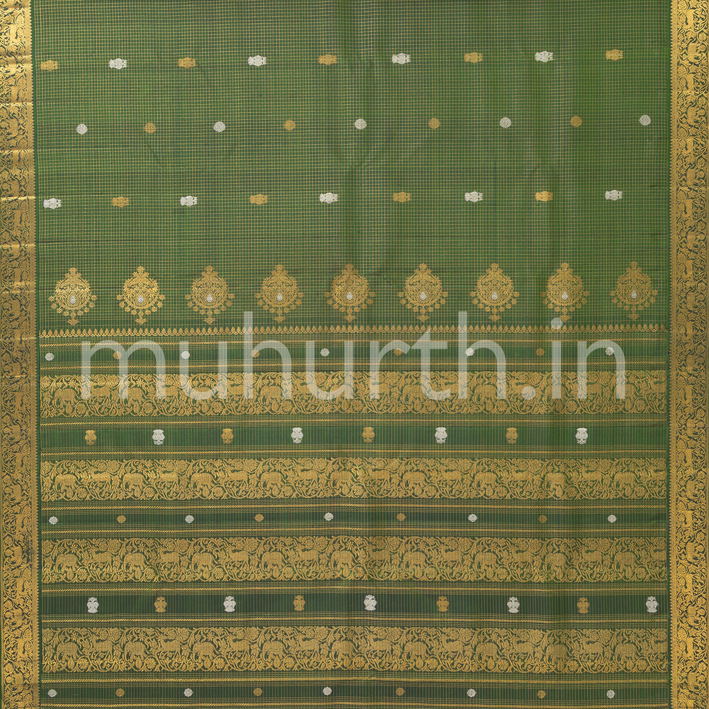 Peacock Dark Green Kanjivaram Silk Saree