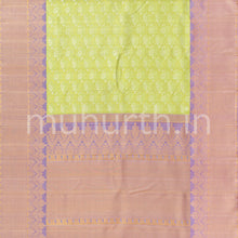 Load image into Gallery viewer, Light Elaichi Green Kanjivaram Silk Saree with Lavender