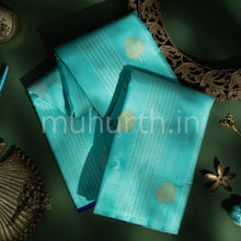 Load image into Gallery viewer, Ananda Blue Partly Kanjivaram Silk Saree