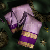 Lilac Veldhari Kanjivaram Silk Saree with Magenta