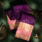 Magenta Kanjivaram Silk Saree with Peach