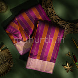 Multi-Colour Kanjivaram Silk Saree with Pink