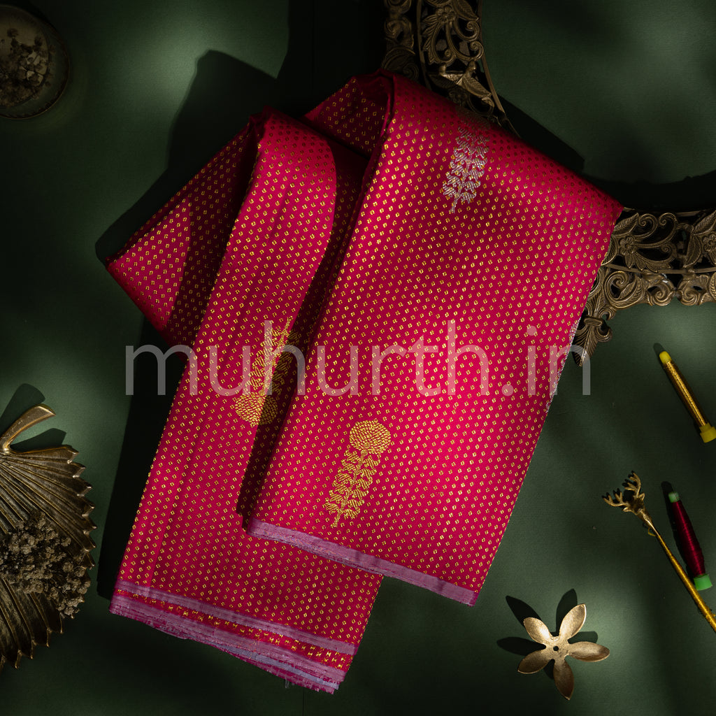 Red Shot Rose Kanjivaram Silk Saree