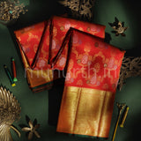 Chilli Red Luxury Bridal Pure Kanjivaram Silk Saree