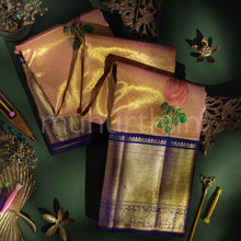 Load image into Gallery viewer, Peach Organza Pure Kanjivaram Silk Saree with Meenakshi