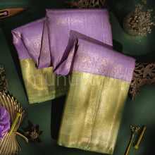 Load image into Gallery viewer, Lavender Pure Kanjivaram Silk Saree with Light Elaichi