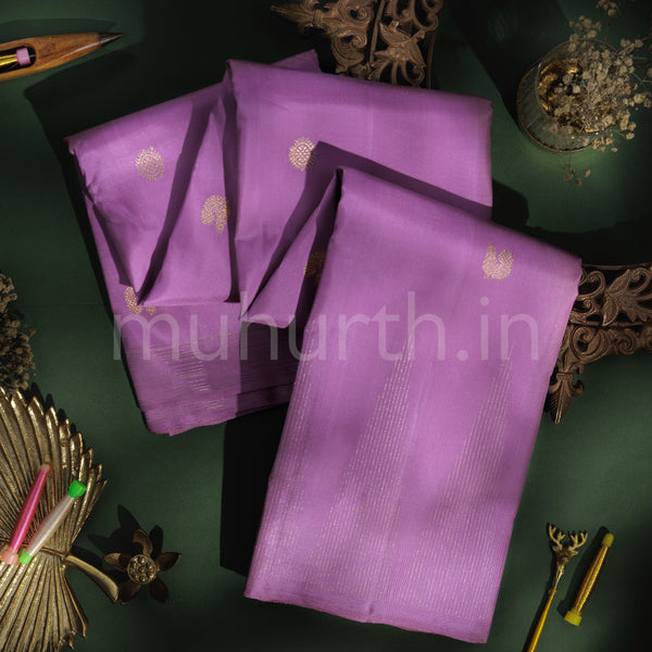 Lilac Pure Zari Kanjivaram Silk Saree