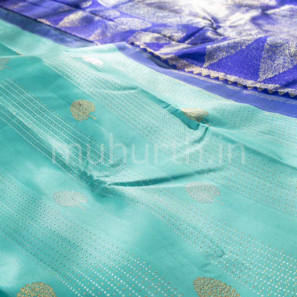 Ananda Blue Partly Kanjivaram Silk Saree