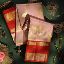 Load image into Gallery viewer, Pink Organza Tissue Pure Kanjivaram Silk Saree with Tomato Red