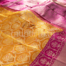 Load image into Gallery viewer, Orange Kanjivaram Silk Saree with Rose