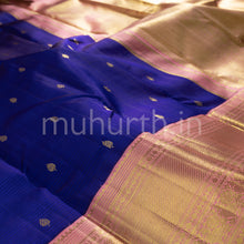 Load image into Gallery viewer, Violet Kanjivaram Silk Saree with Pink