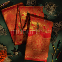 Load image into Gallery viewer, Bright Red Luxury Meenakari Pure Kanjivaram Silk Saree