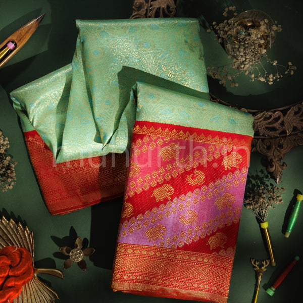 Rexona Pure Rangkat Kanjivaram Silk Saree with Red