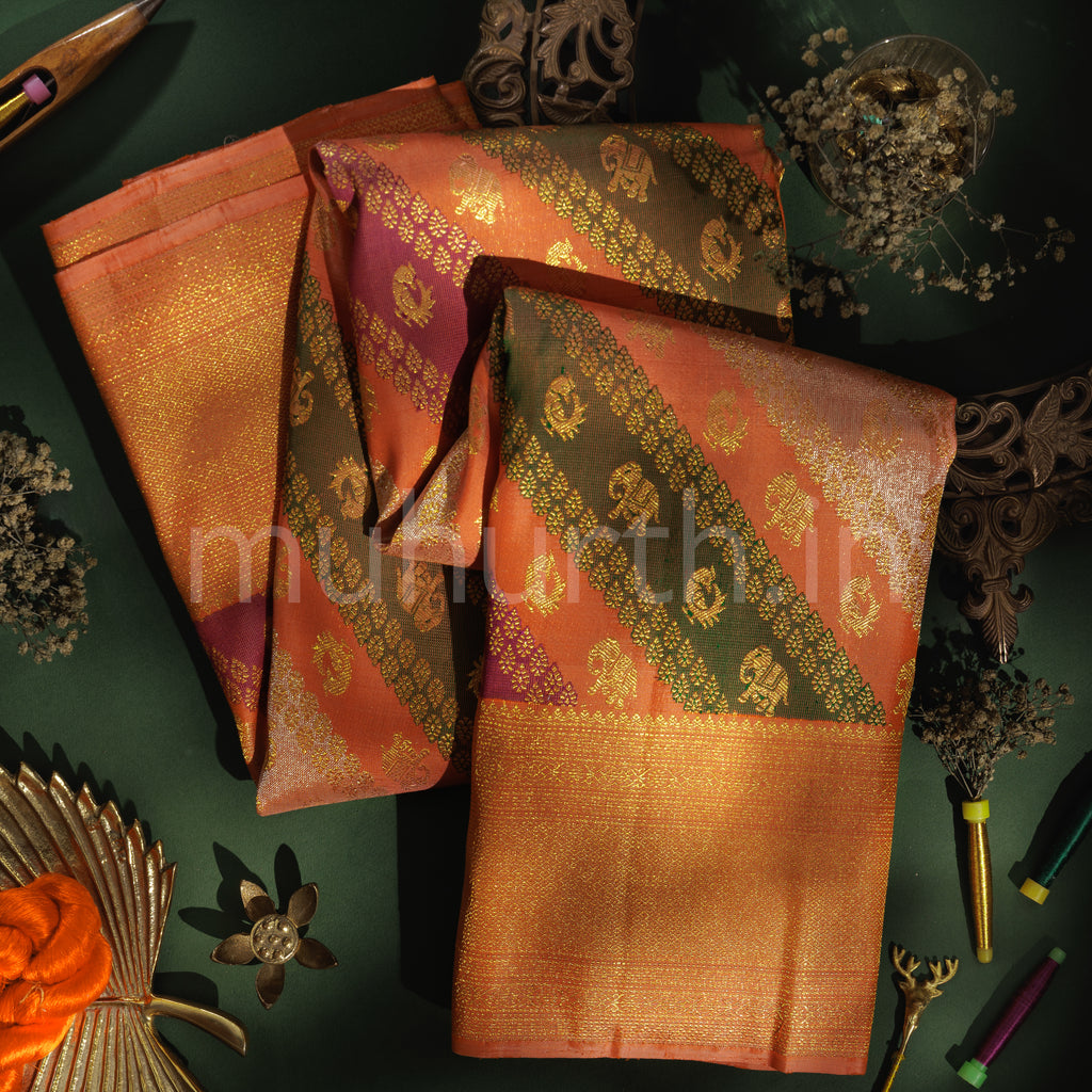 Orange Luxury Rangkat Pure Kanjivaram Silk Saree