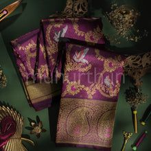 Load image into Gallery viewer, Wine Pure Kanjivaram Silk Saree