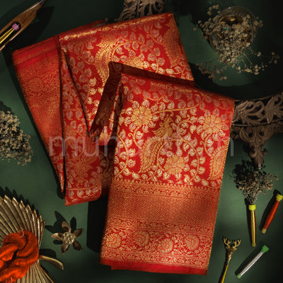 Bright Red Pure Kanjivaram Silk Saree