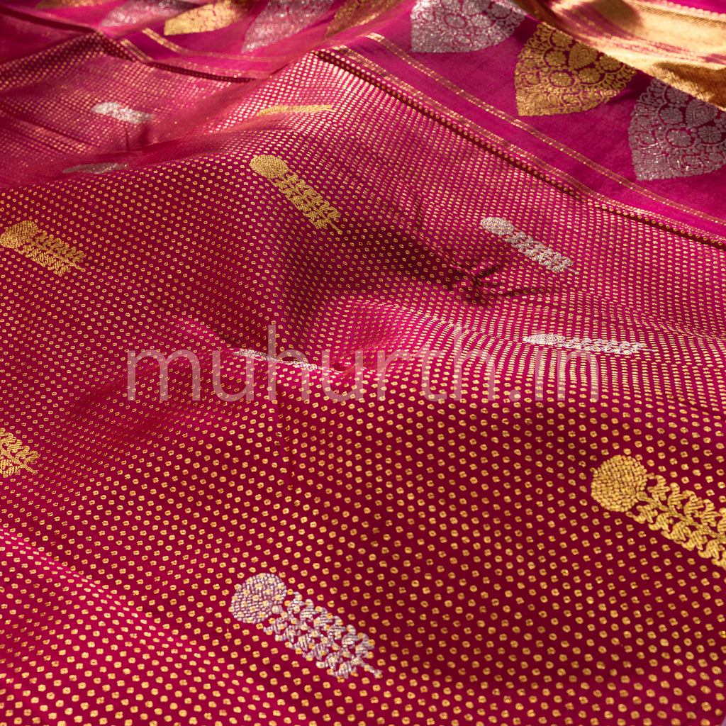 Red Shot Rose Kanjivaram Silk Saree