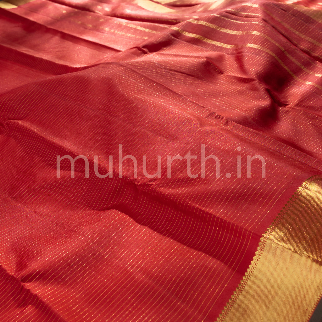 Bright Red Vaira Oosi Kanjivaram Silk Saree