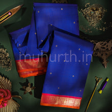 Load image into Gallery viewer, Violet Pure Zari Kanjivaram Silk Saree with Deep Rose