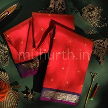 Load image into Gallery viewer, Bright Red Pure Zari Kanjivaram Silk Saree with Vijaya