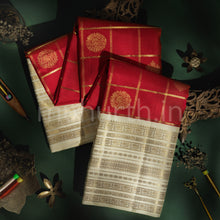 Load image into Gallery viewer, Red Pure Zari Kanjivaram Silk Saree with Cream