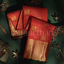 Load image into Gallery viewer, Bright Red Vaira Oosi Pure Kanjivaram Silk Saree