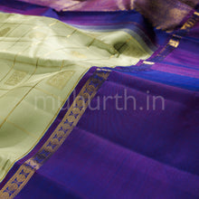 Load image into Gallery viewer, Light Elaichi Pure Zari Kanjivaram Silk Saree with Meenakshi