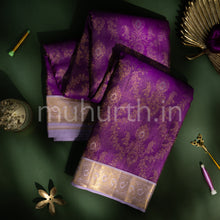 Load image into Gallery viewer, Magenta Kanjivaram Silk Saree with Lavender