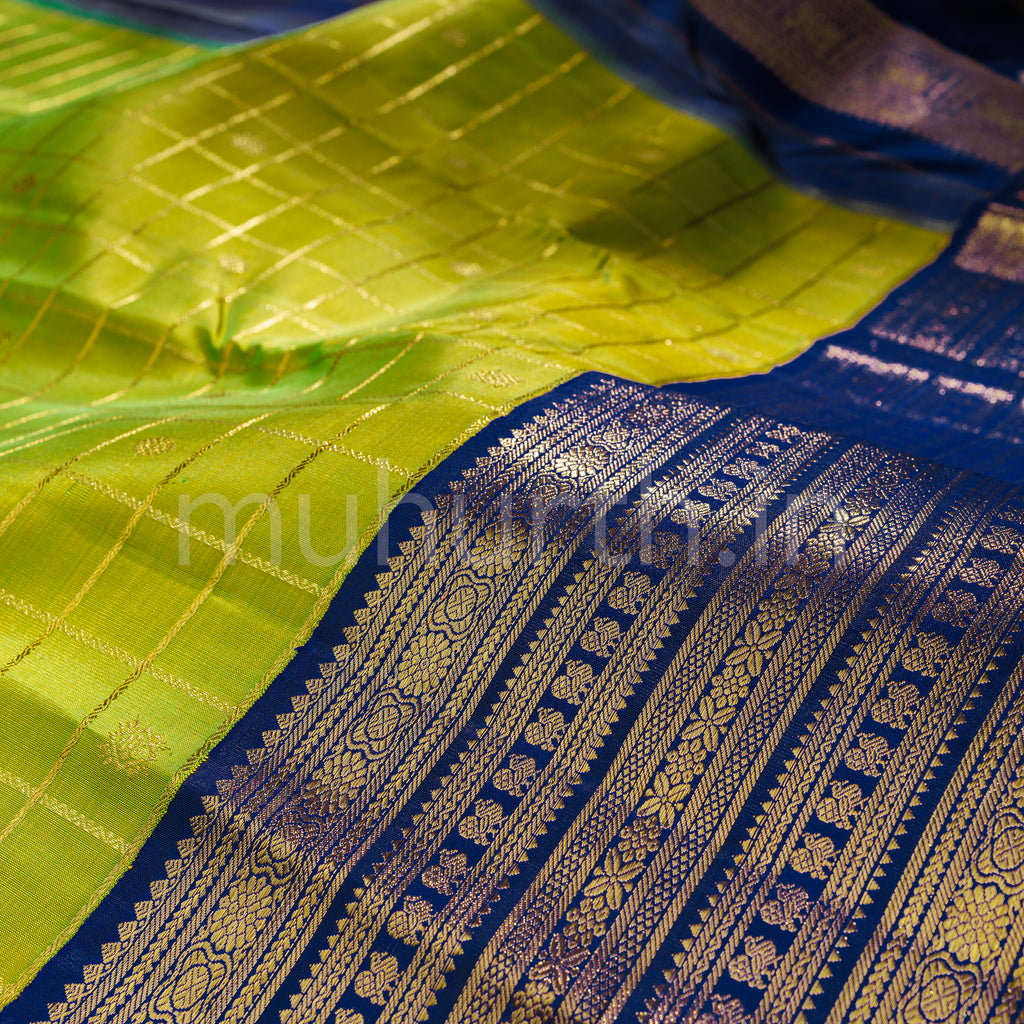 Alli Veldhari Pure Zari Kanjivaram Silk Saree with Vijaya
