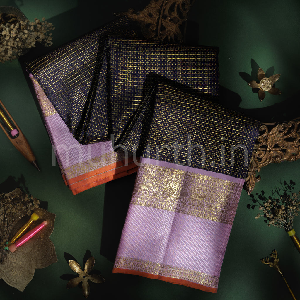 Kanchana Pure Zari Kanjivaram Silk Saree with Lavender